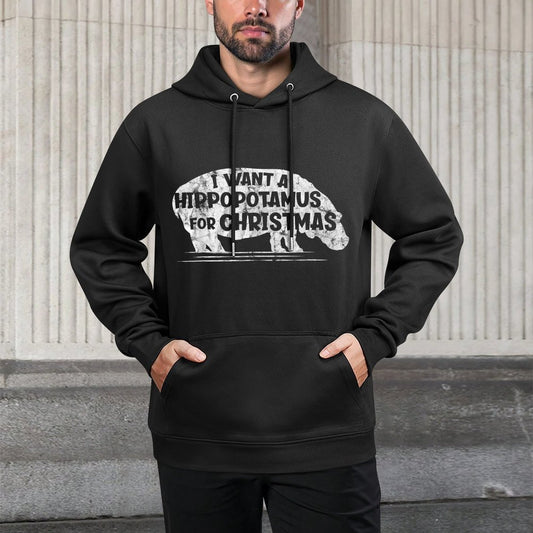 I Want A Hippopotamus For Christmas Hippo Graphic Holiday Shape Retention Hoodie