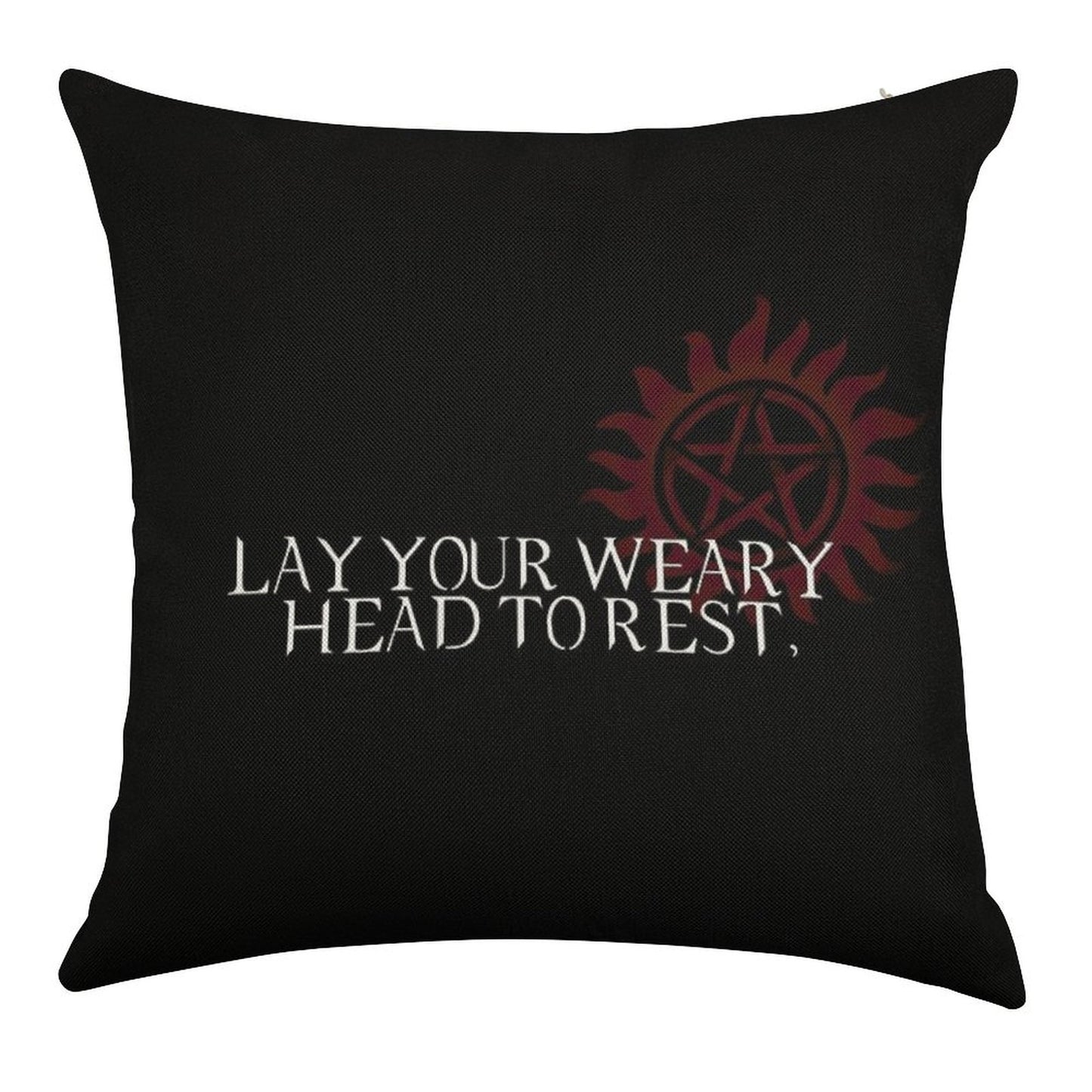 Lay Your Weary Head to Rest Linen Throw Pillow Cover