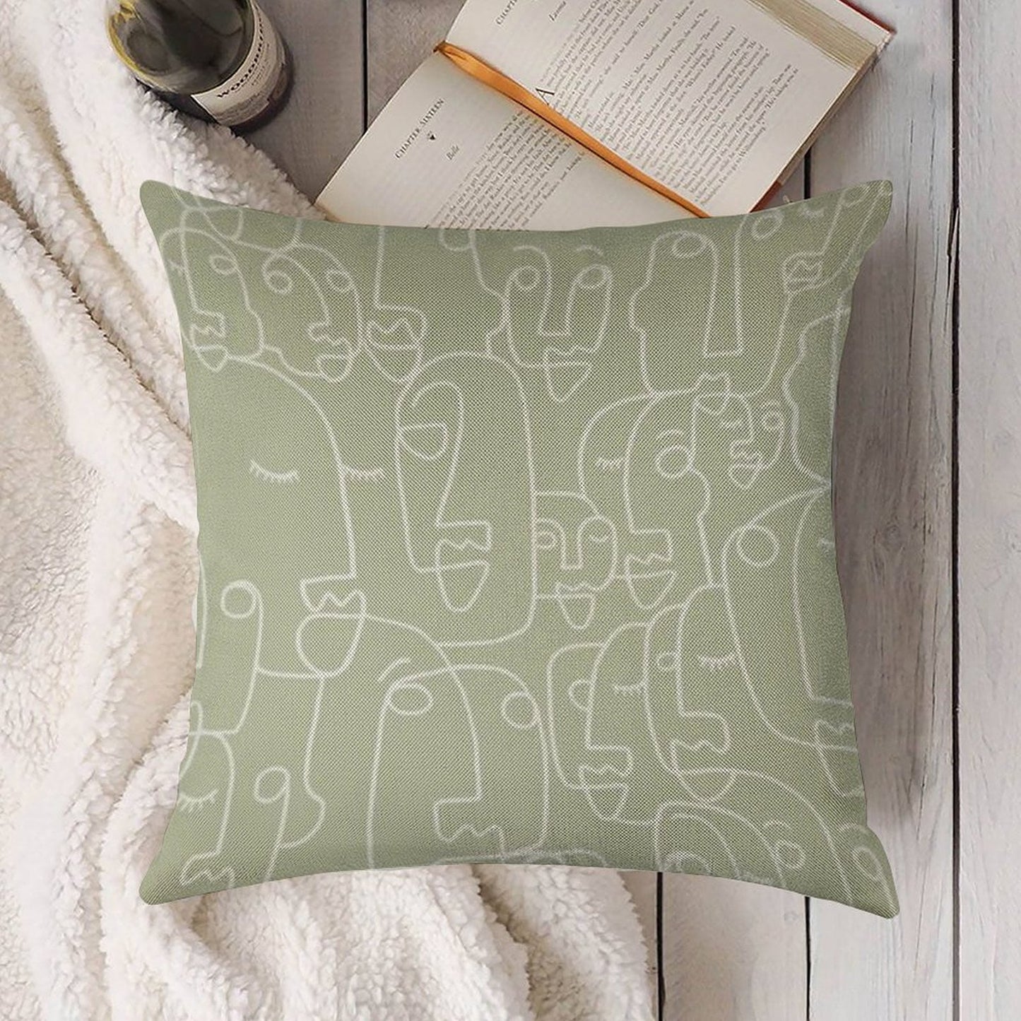 Sage Green Linen Throw Pillow Cover