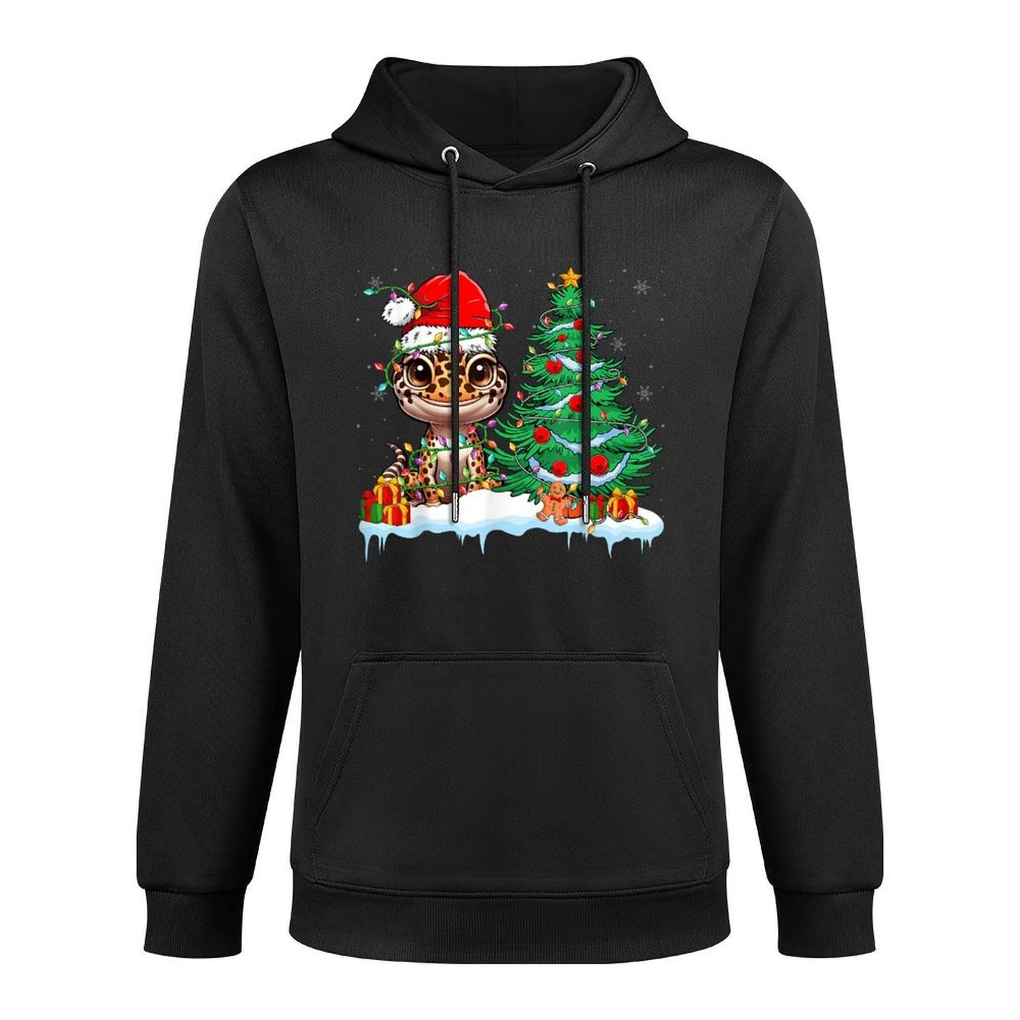 Leopard Gecko - Funny Gecko Wearing Santa Hat Christmas Shape Retention Hoodie