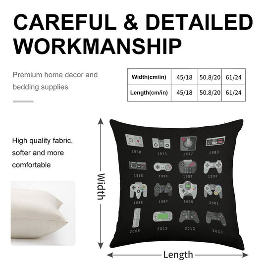 Geek Gaming Controllers Linen Throw Pillow Cover