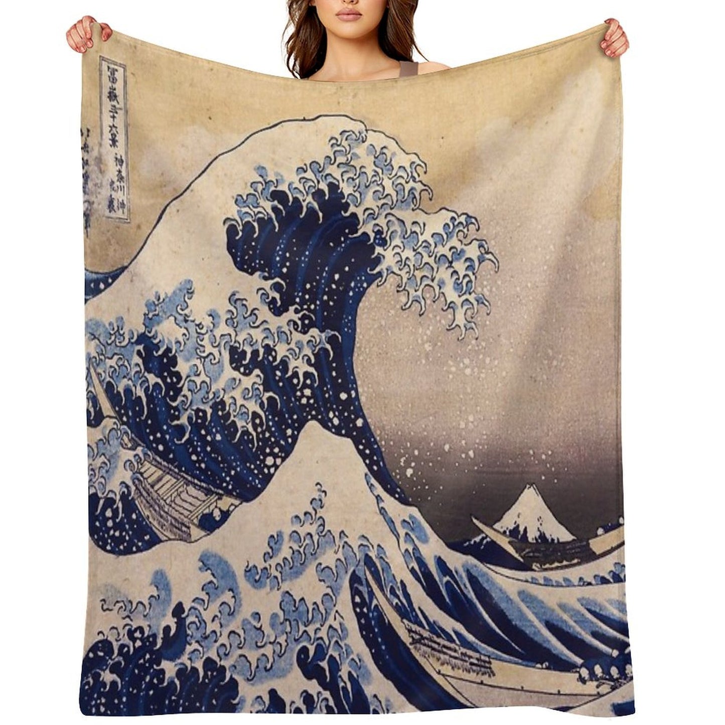 The Great Wave Off Kanagawa by Katsushika Hokusai (c 1830-1833) Throw Blanket