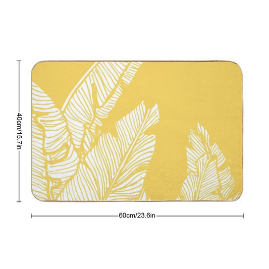 Banana Leaves on Yellow Bath Mat