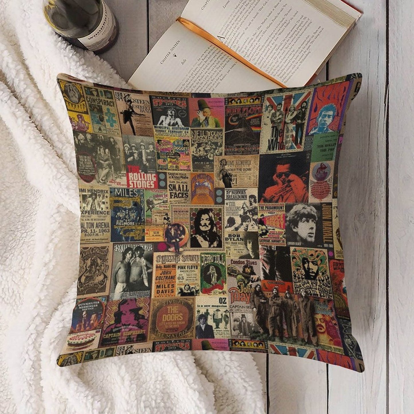 Rock N' Roll Stories Linen Throw Pillow Cover