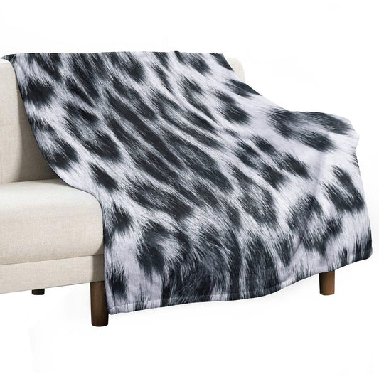 Snow Leopard Real to Life Print Throw Blanket