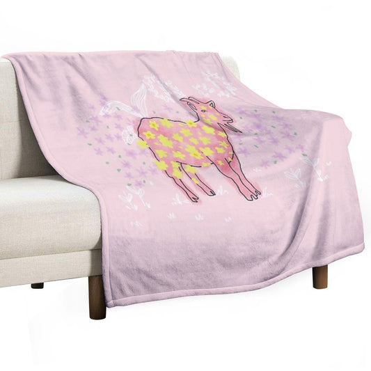 Goat Rolled on Flower Garden Throw Blanket