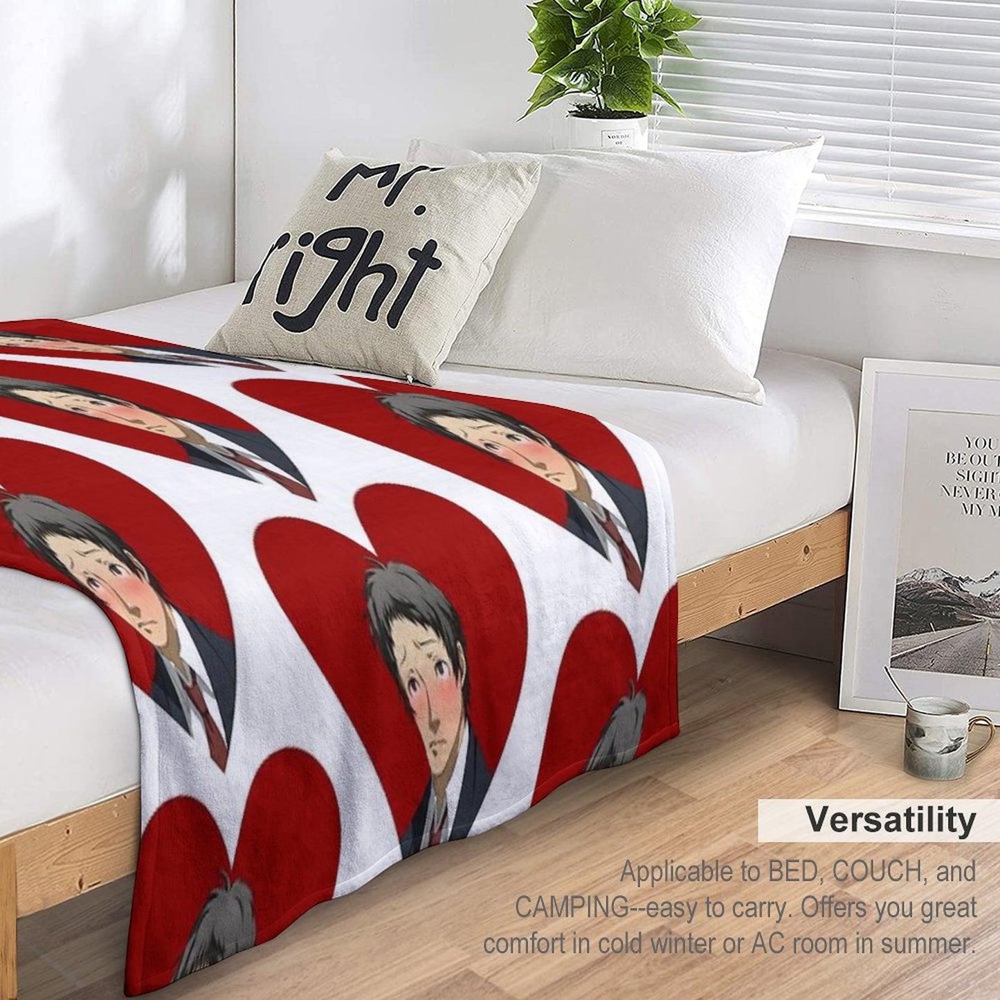 Tohru Adachi Portrait (Blushing Heart) Throw Blanket