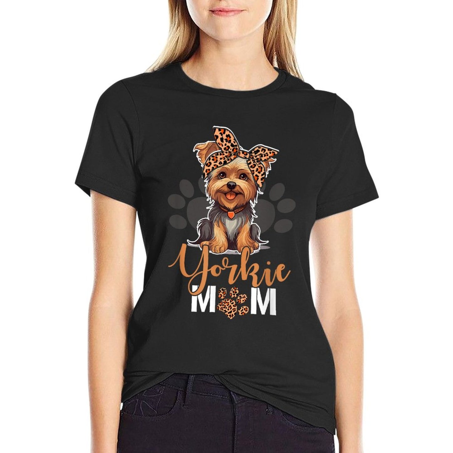 Yorkie Mom Yorkshire Leopard Dog Lovers Mother's Day T-Shirt