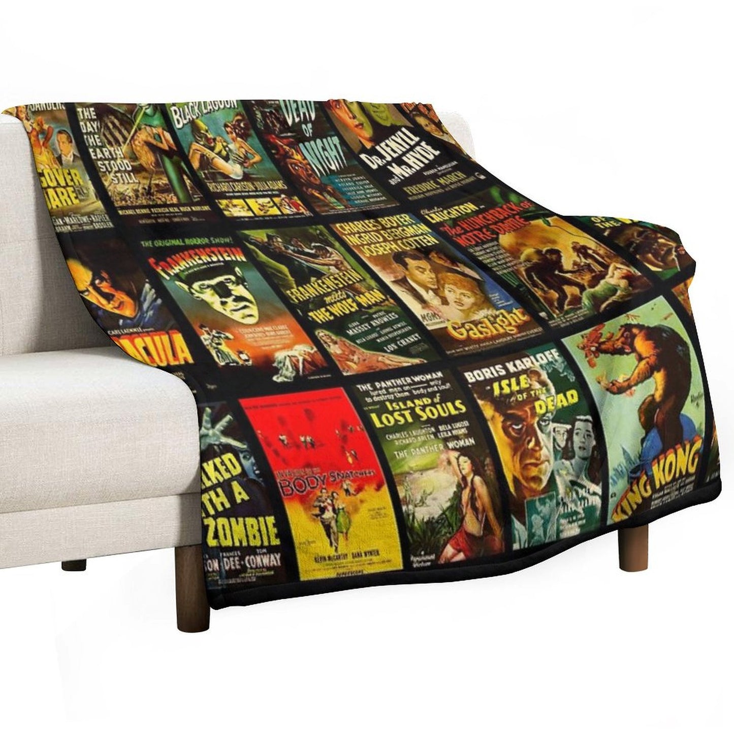 Vintage Classic Horror Monster Movie Posters Throw Blanket