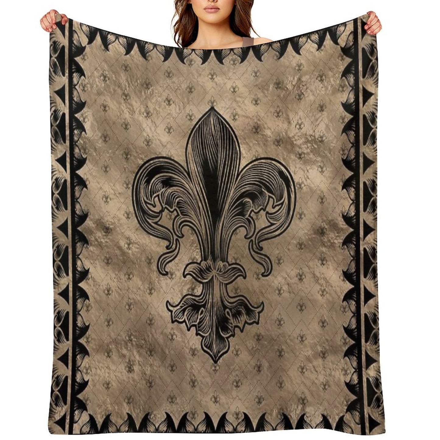 Fleur-de-lis - Black And Gold Throw Blanket