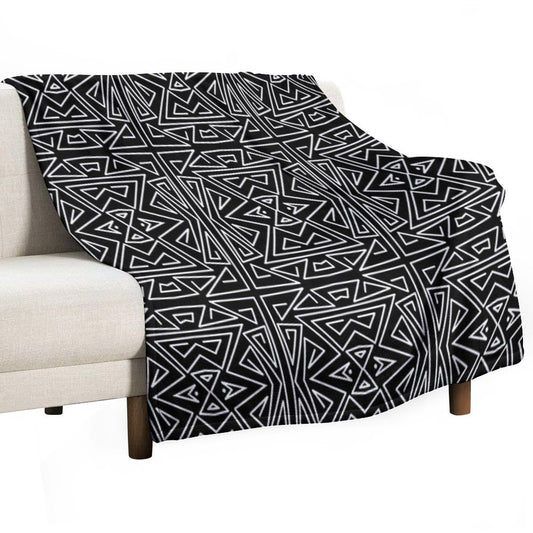 Zanzibar - Geometric Abstract in Black And White Throw Blanket