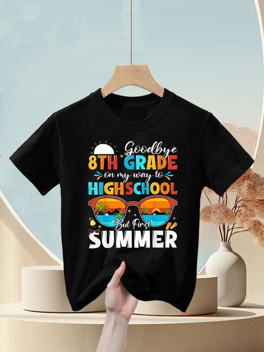 Goodbye 8th Grade Graduation To Highschool Hello Summer Kids T-Shirt