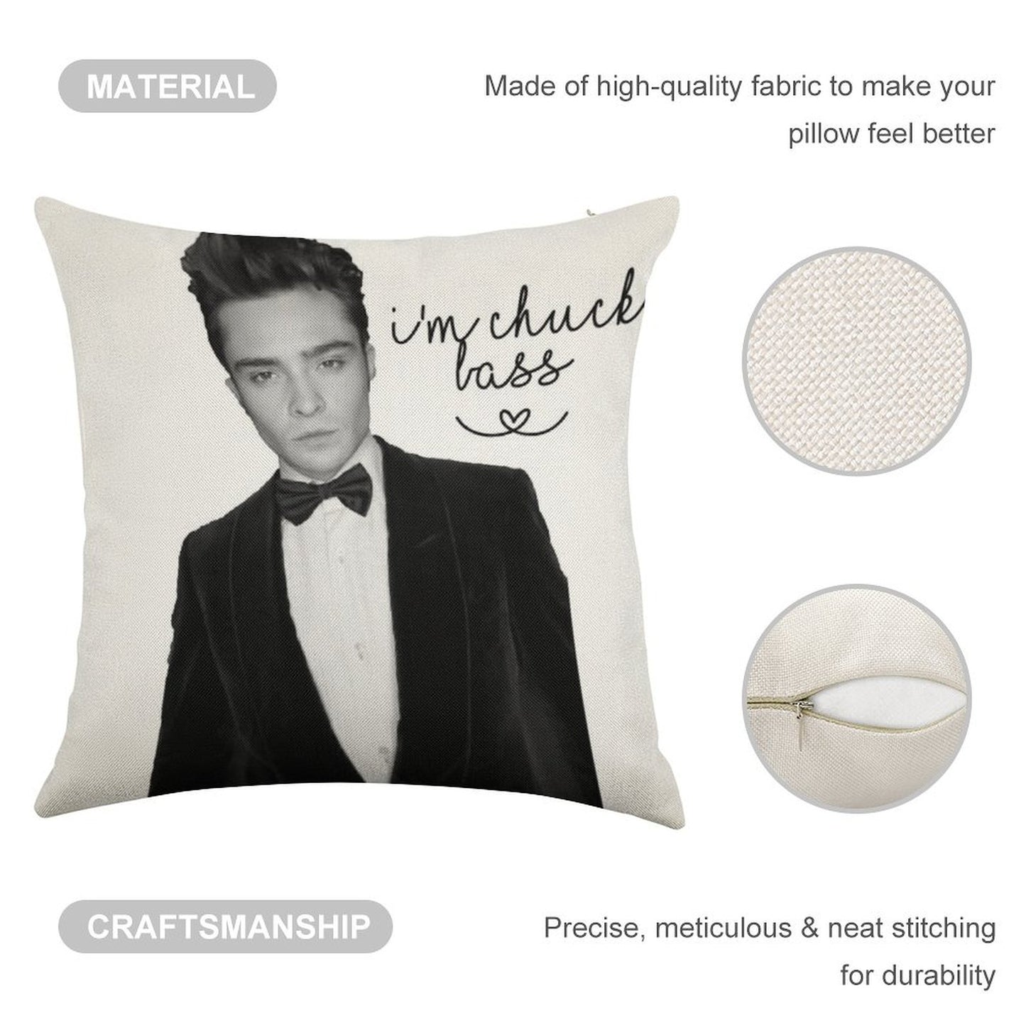 I'm Chuck Bass Linen Throw Pillow Cover