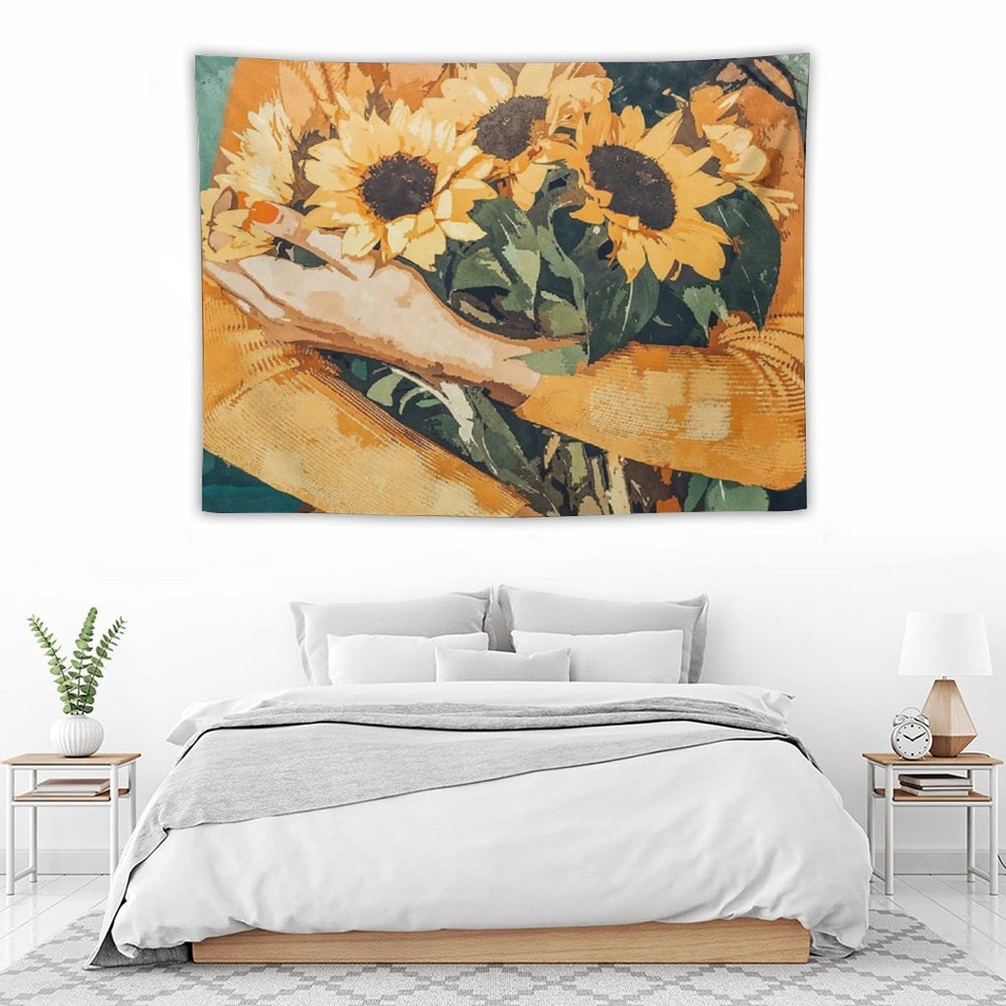 Holding Sunflowers Tapestry