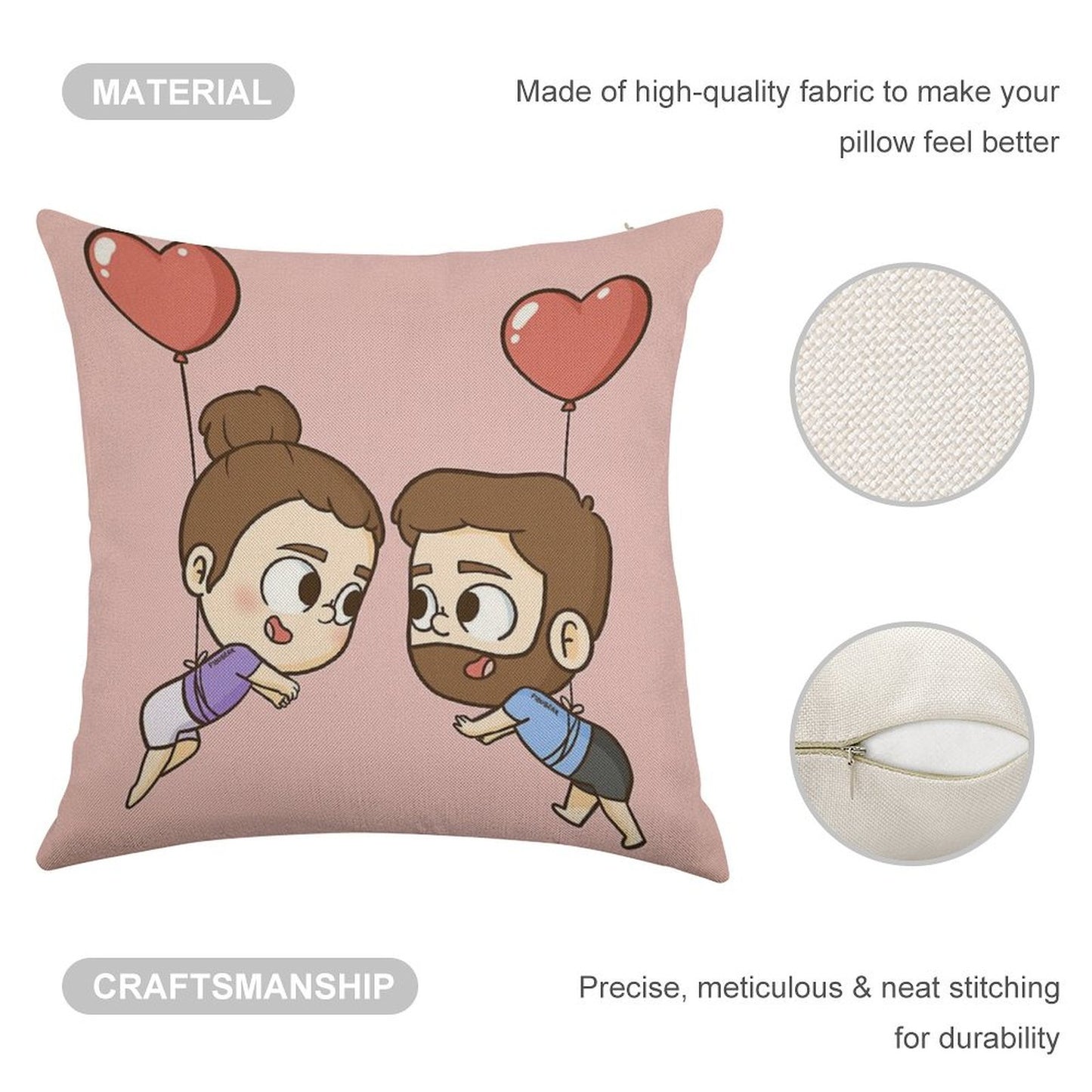 Love Is in The Air - Pibubear Linen Throw Pillow Cover