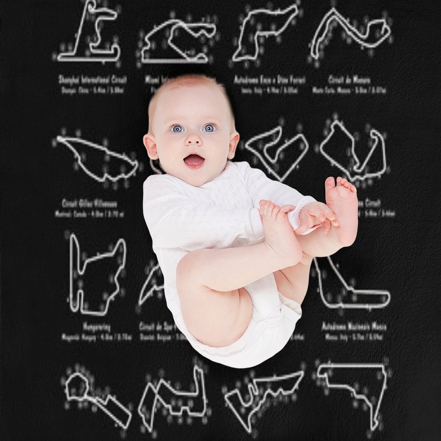 F-1 Race Tracks Vertical (White Stencil - No Background) Throw Blanket