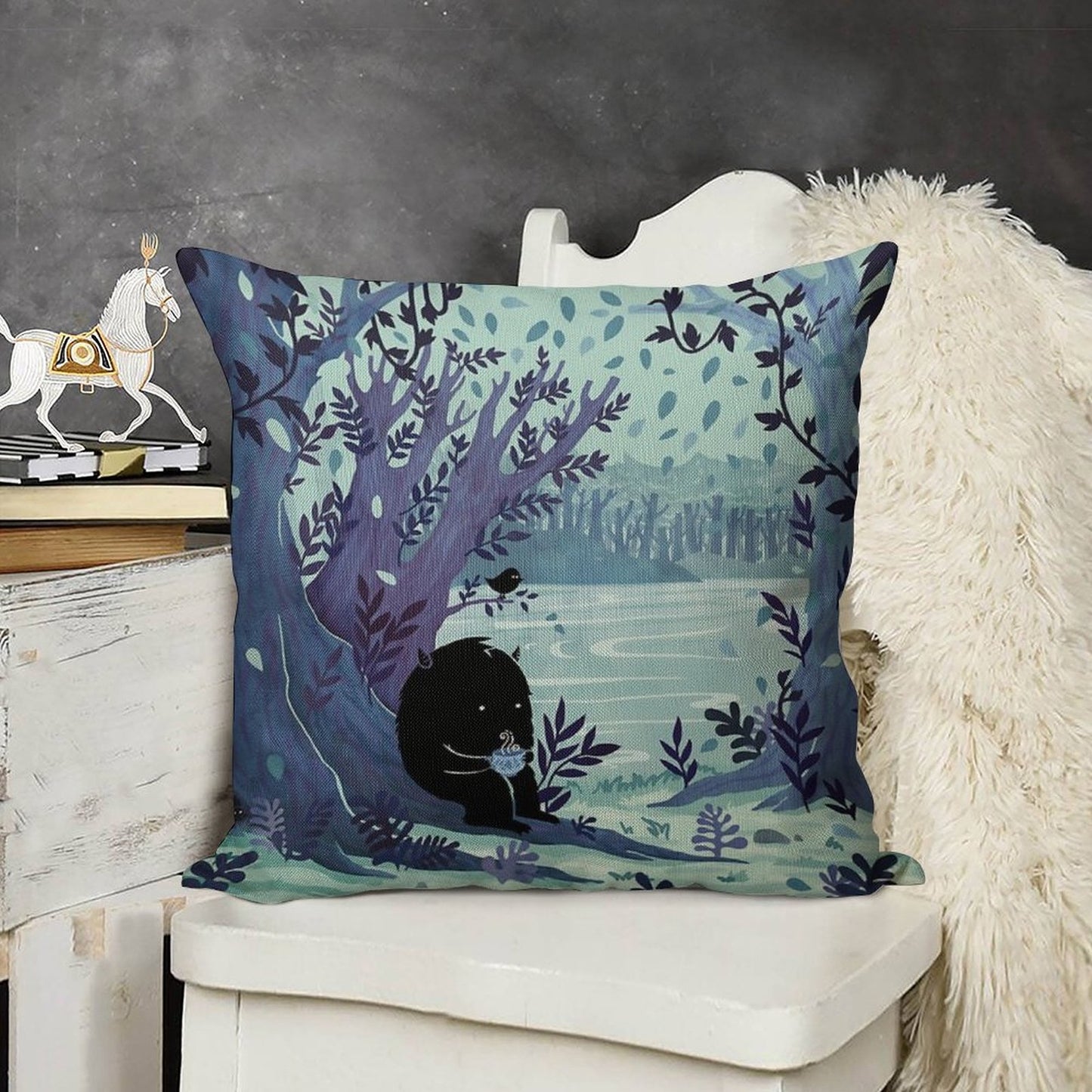 A Quiet Spot of Tea Linen Throw Pillow Cover