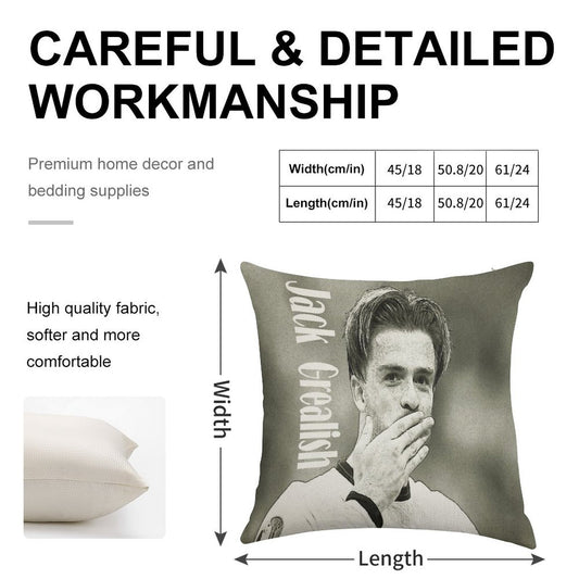 Jack Grealish Linen Throw Pillow Cover