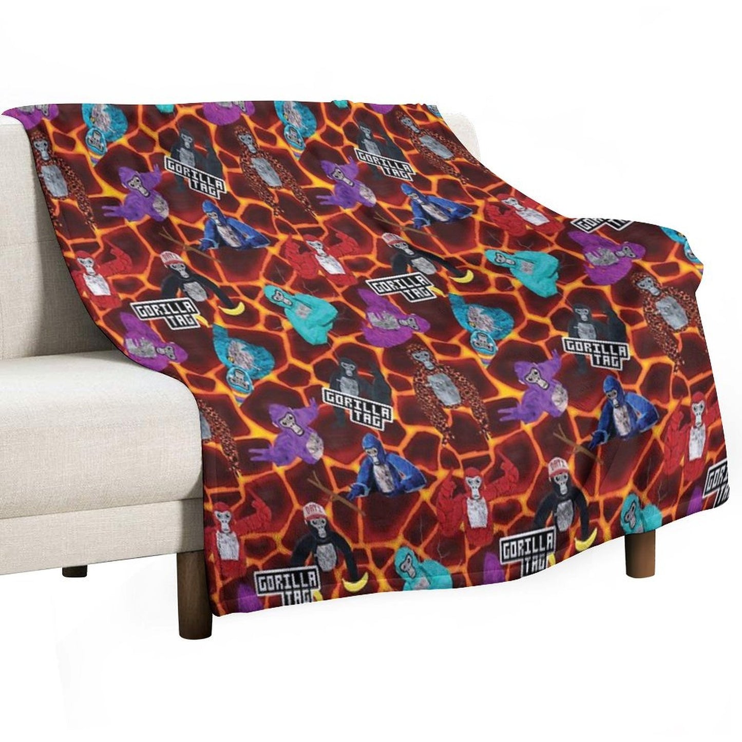 Gorilla Tag Lava Monke Party Throw Blanket
