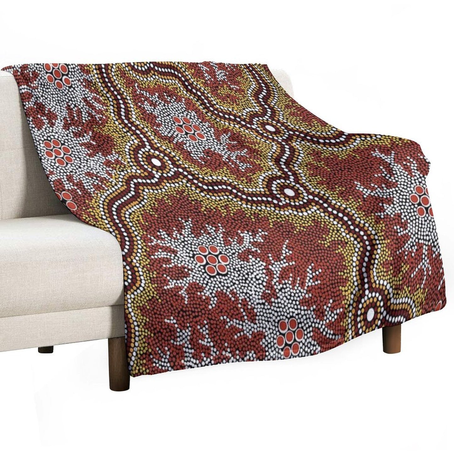 Authentic Aboriginal Art -  Mountains Throw Blanket