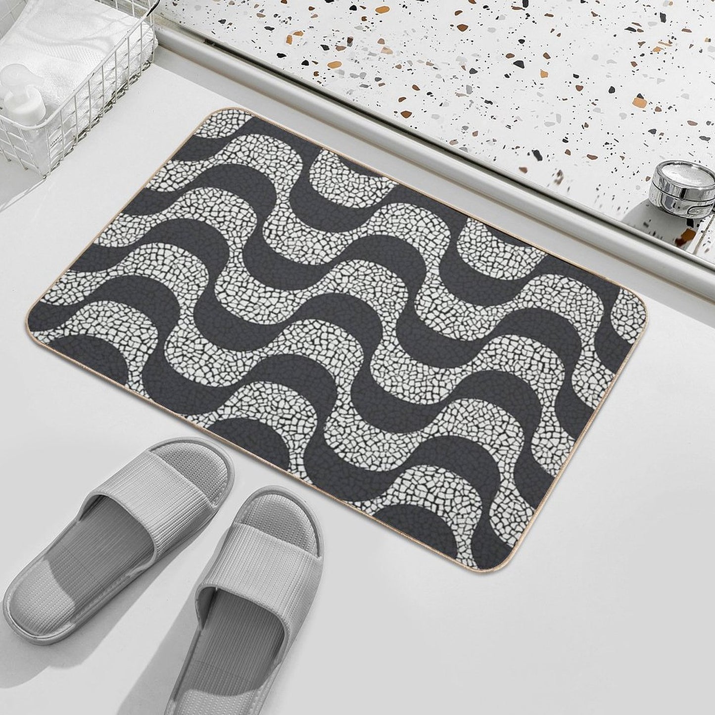 Walk The Streets of Rio Copacabana Sidewalk Theme High-Traffic Bath Mat