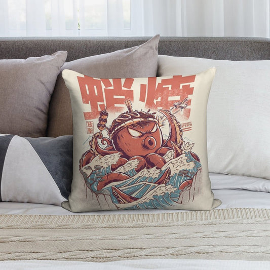 Takoyaki Attack Soft Washable Throw Pillow