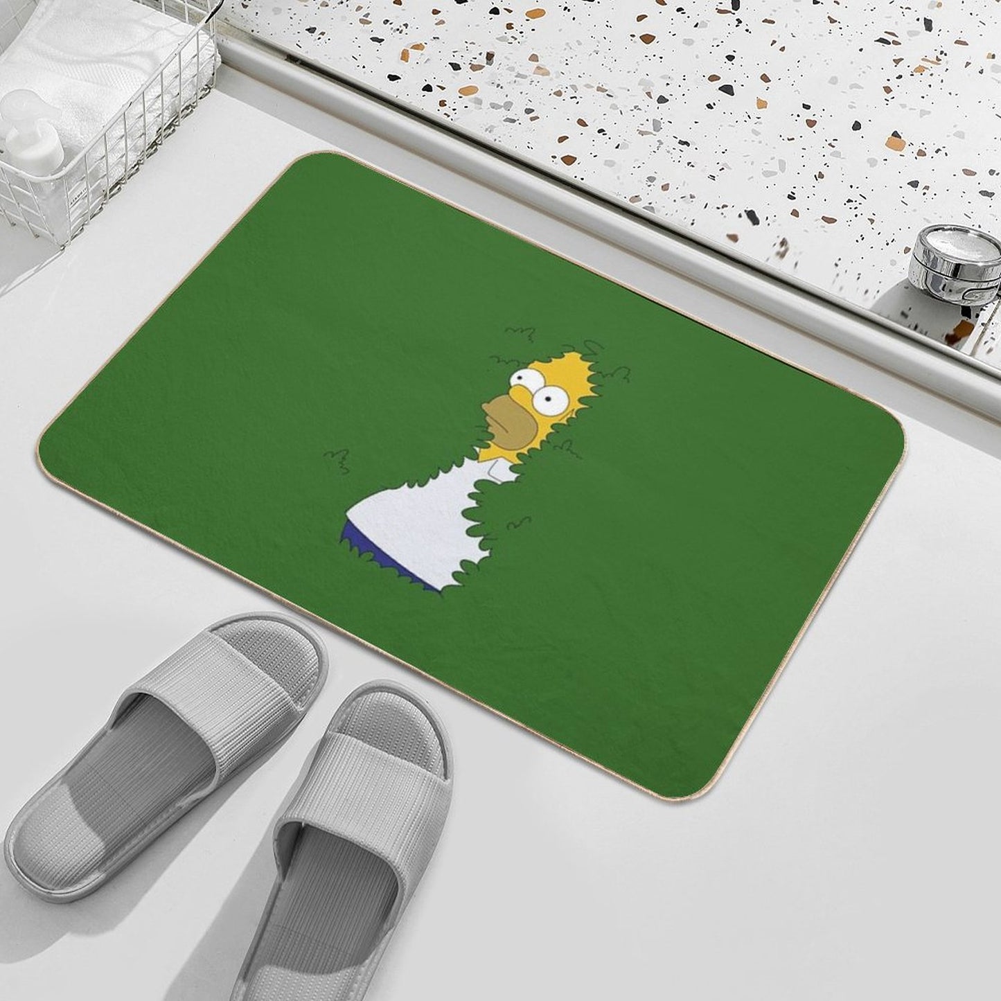 Homer In The Bushes Bath Mat