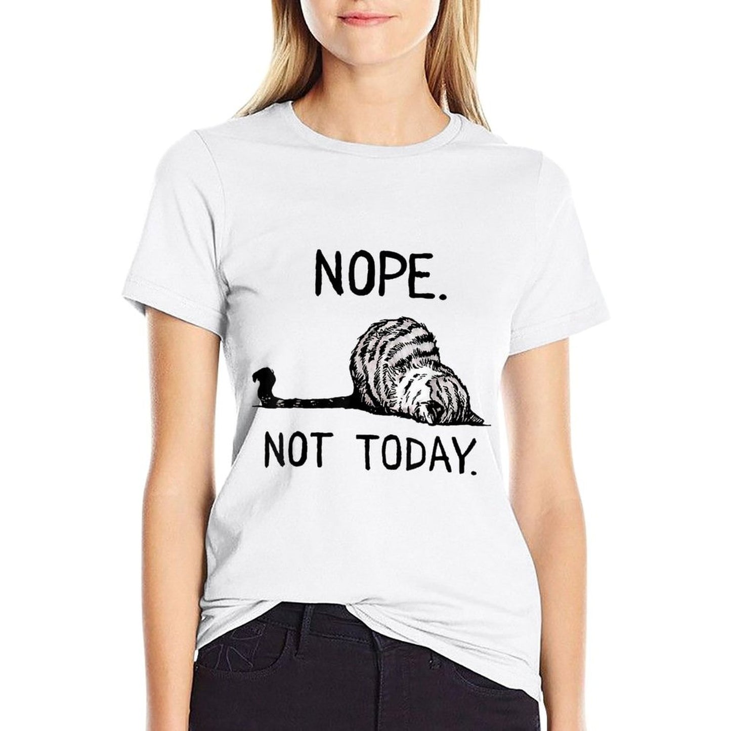Nope Not Today Tabby Cat Cotton T-Shirt