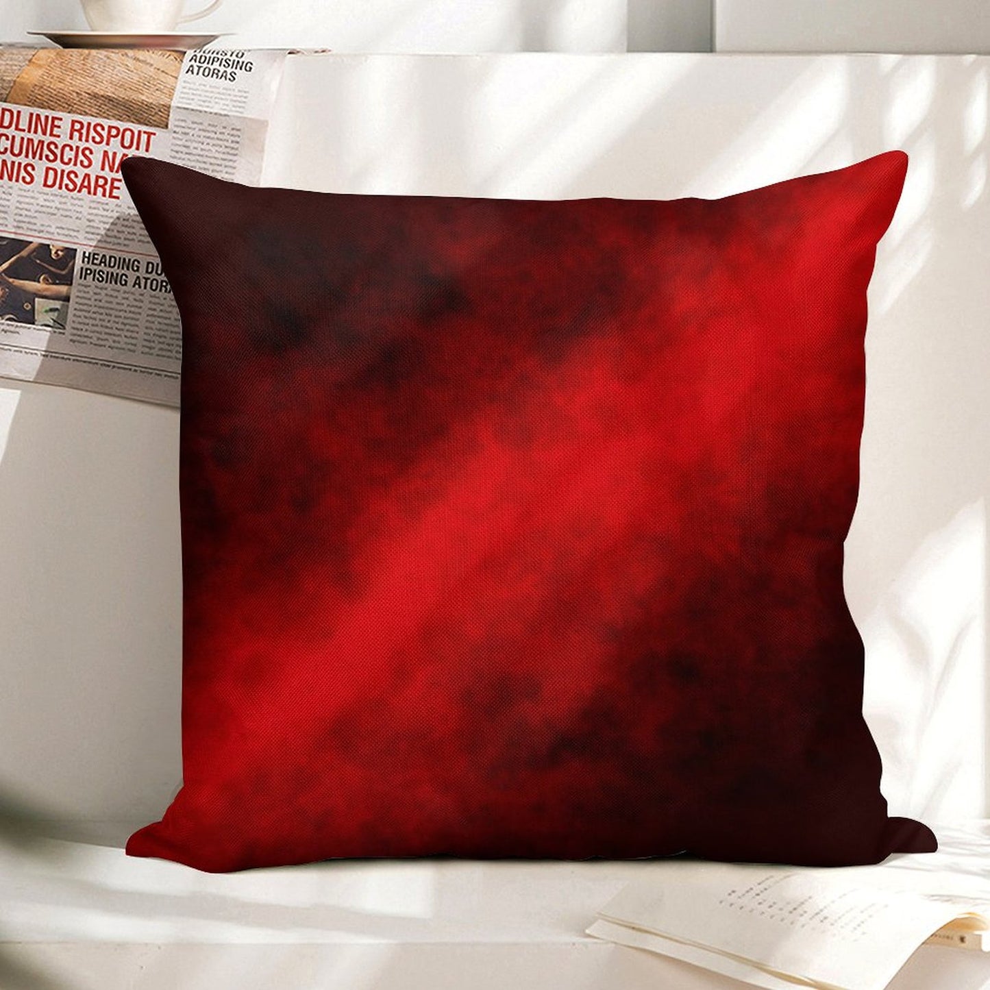 Red Smoke Linen Throw Pillow Cover