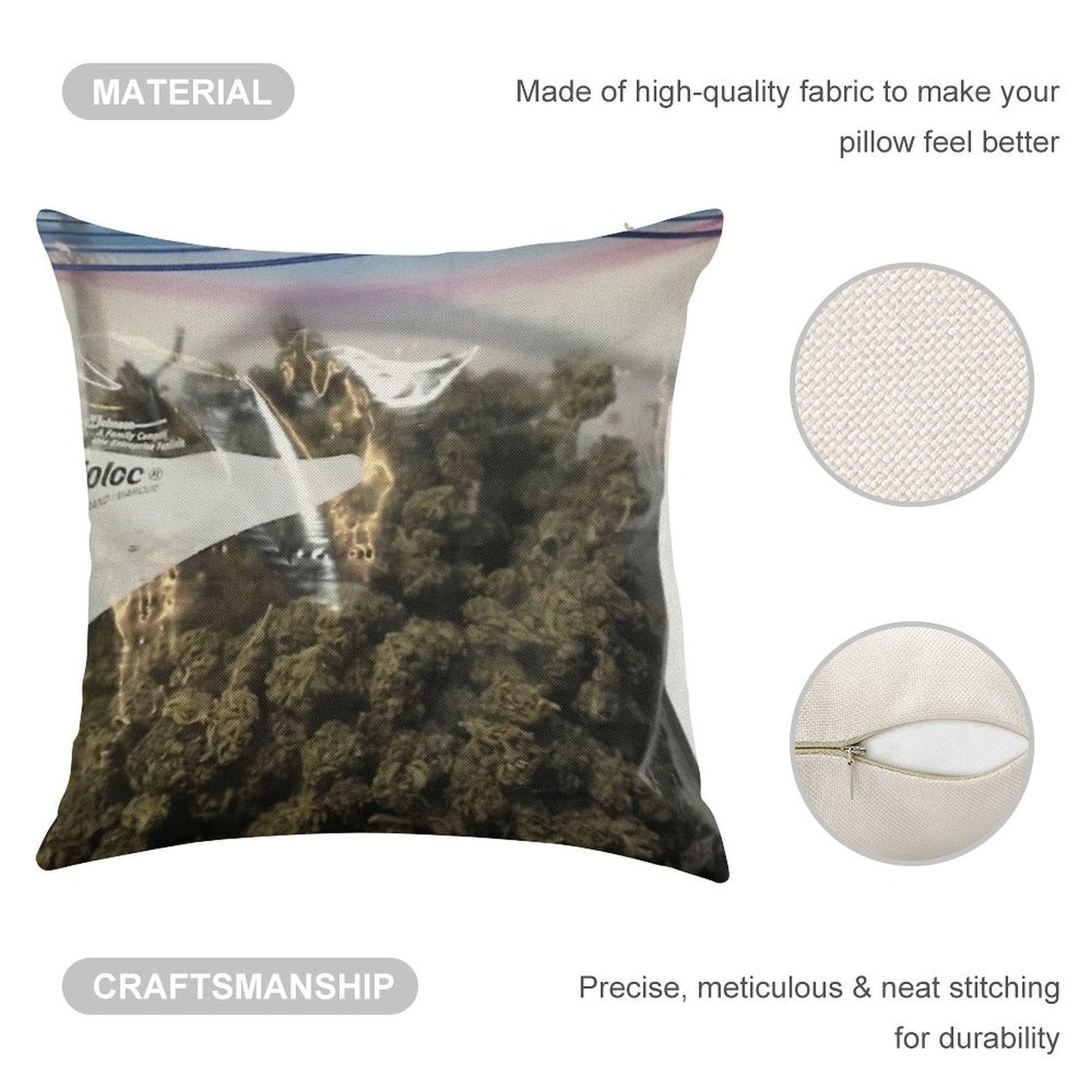 Weed Marijuana Extra Zip Pillow And Linen Throw Pillow Cover