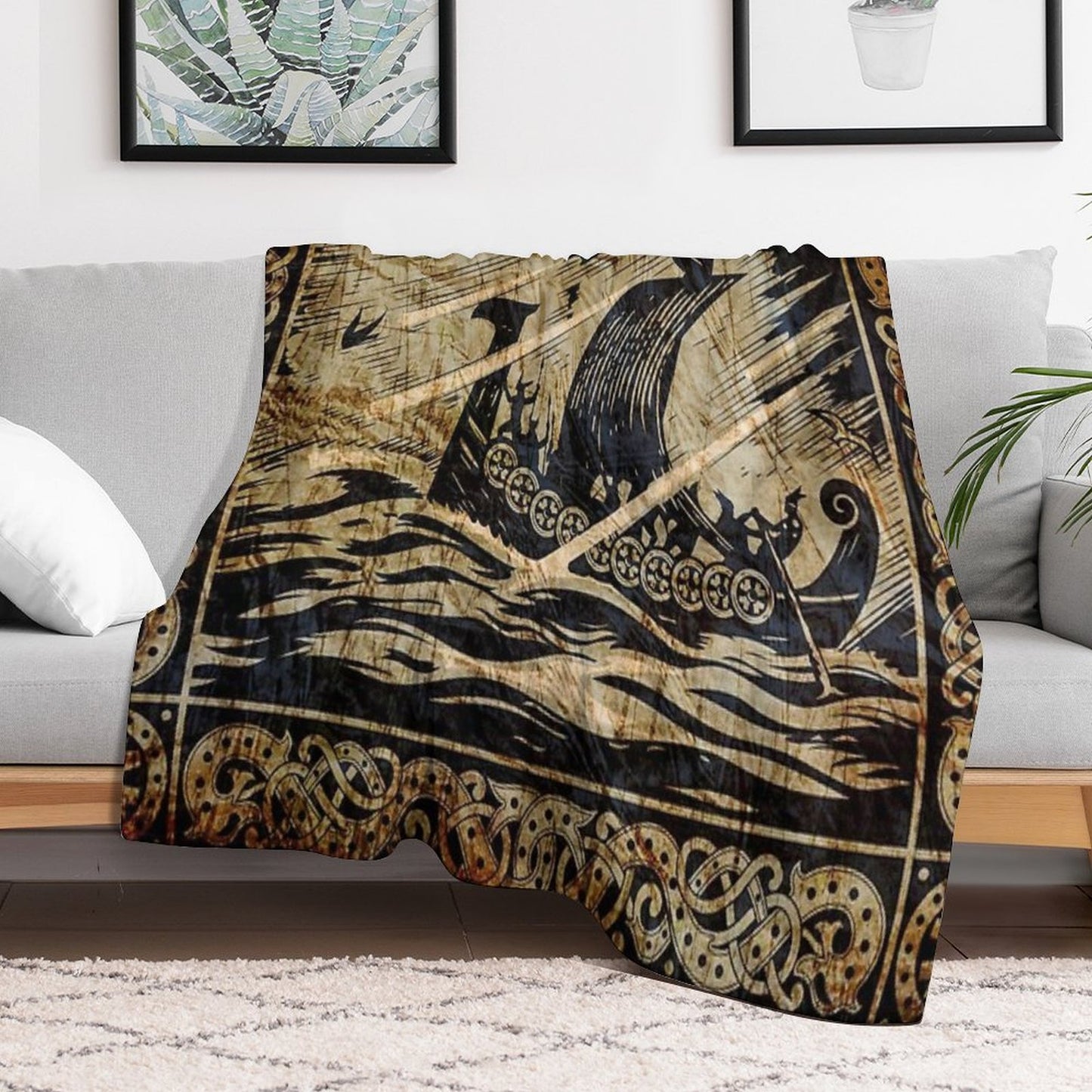Long Viking Voyage Throw Blanket