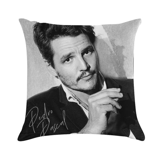 Pedro Pascal - BW III Soft Hidden Zipper Throw Pillow