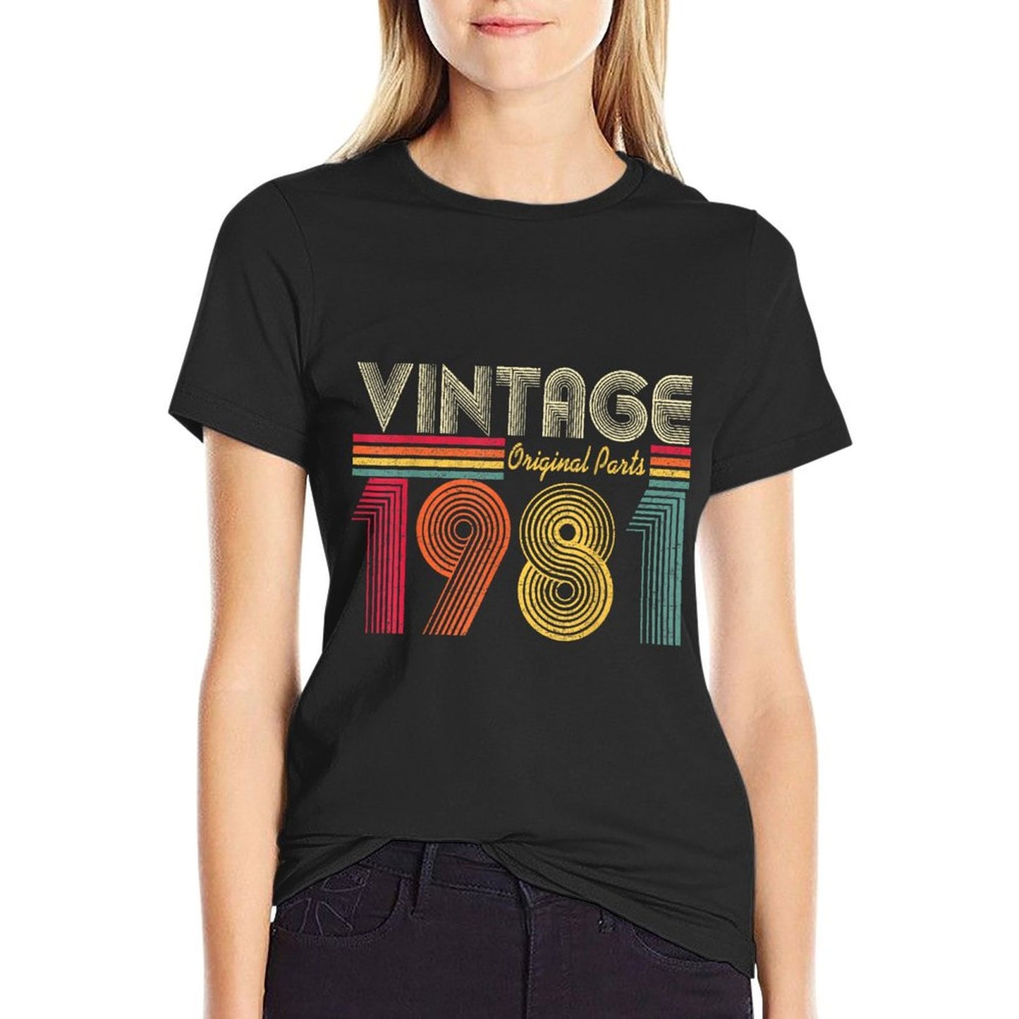 Vintage 1981 40th Birthday Gift Men Women 40 Years Old Rolled Sleeves T-Shirt