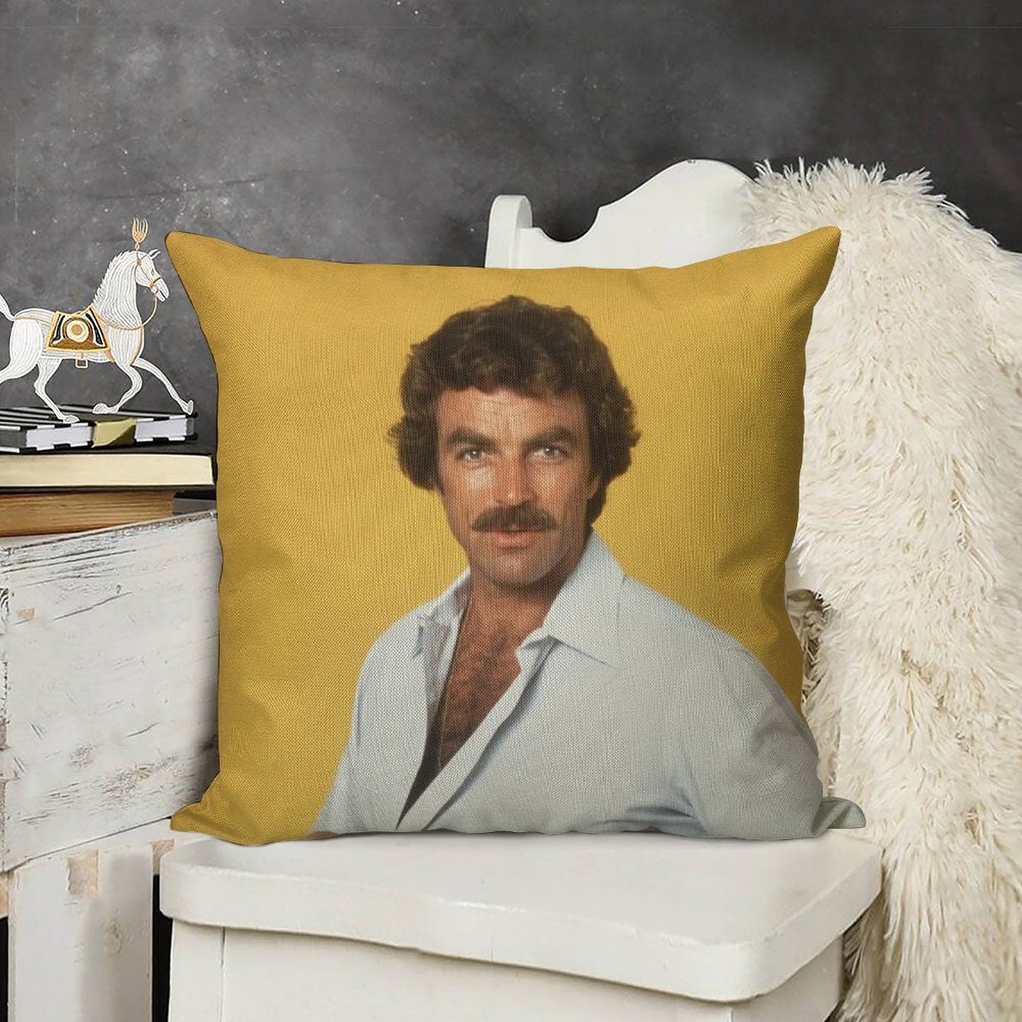 Tom Selleck Linen Throw Pillow Cover