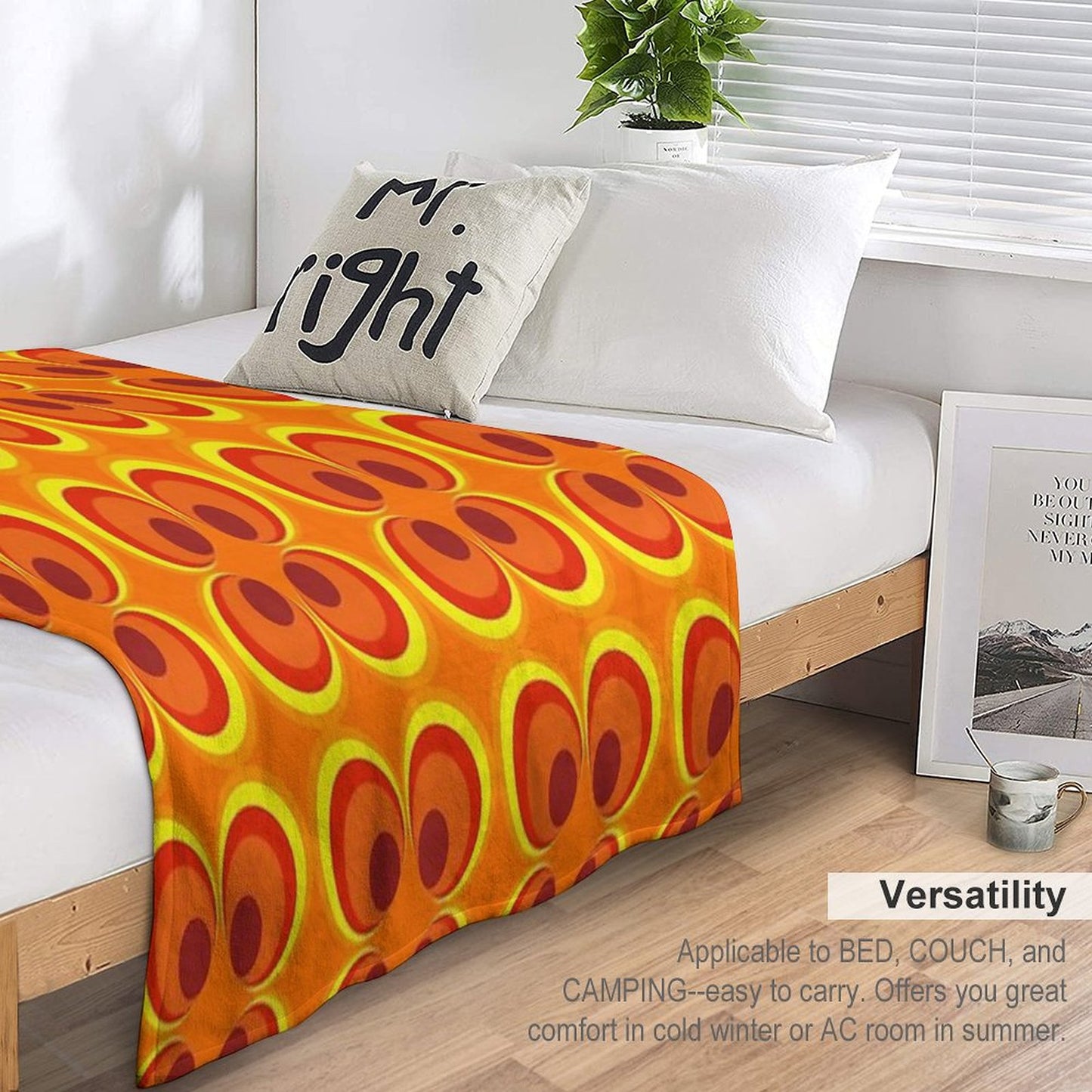 1970s Burnt Orange Retro Design Throw Blanket