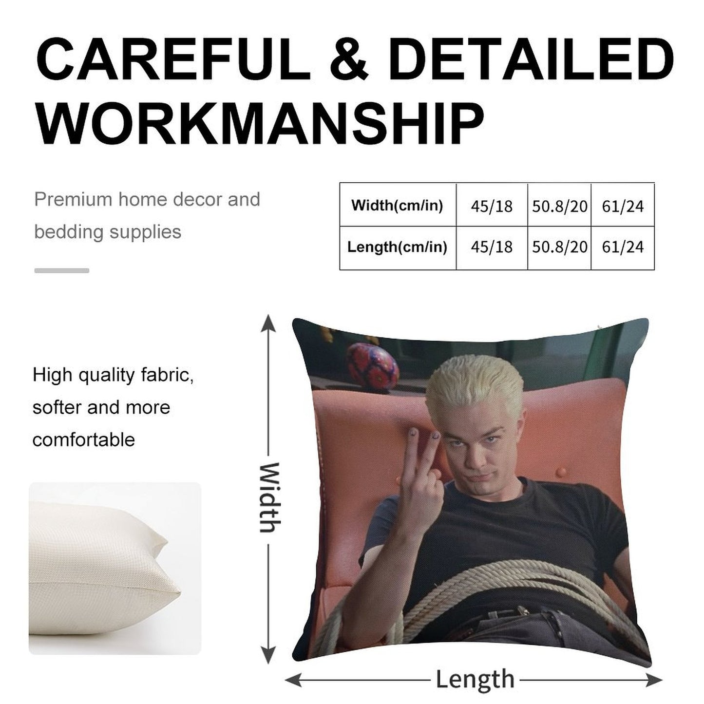 Spike Peace Sign Buffy The Vampire Slayer Linen Throw Pillow Cover
