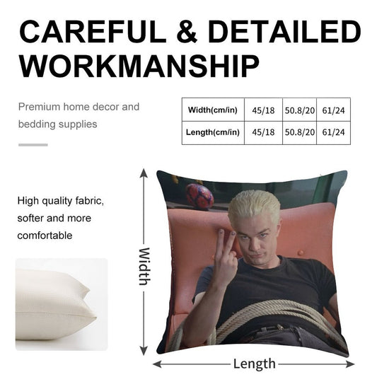 Spike Peace Sign Buffy The Vampire Slayer Linen Throw Pillow Cover