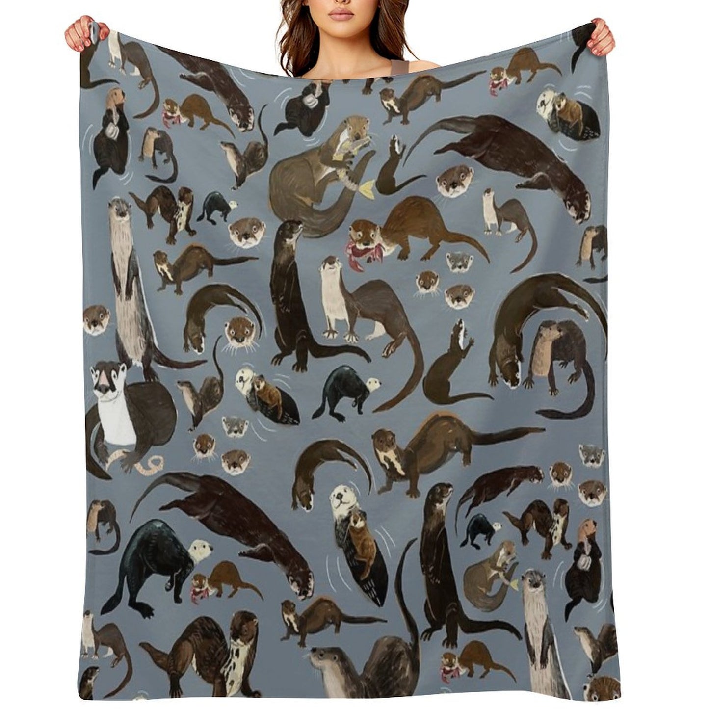 Old World Otters Throw Blanket