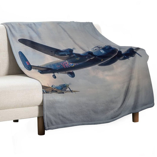 Two Icons - Lancaster And Spitfire Throw Blanket