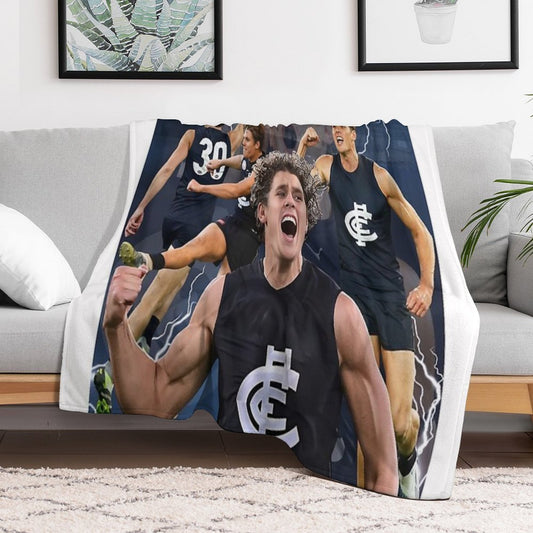Charlie Curnow Carlton Football Club AFL Player Throw Blanket