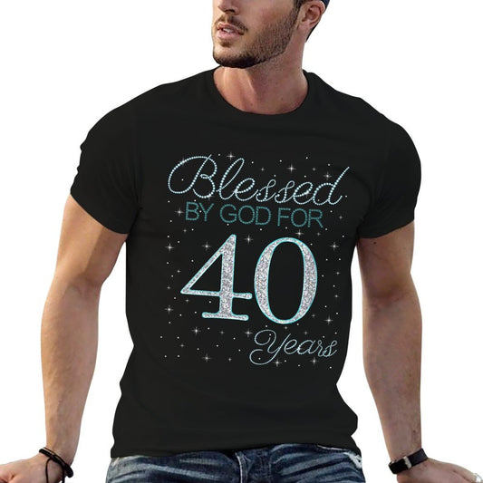 Womens Blessed By God For 40 Years 40th Birthday 40 Year Old Gifts Trendy Pattern T-Shirt