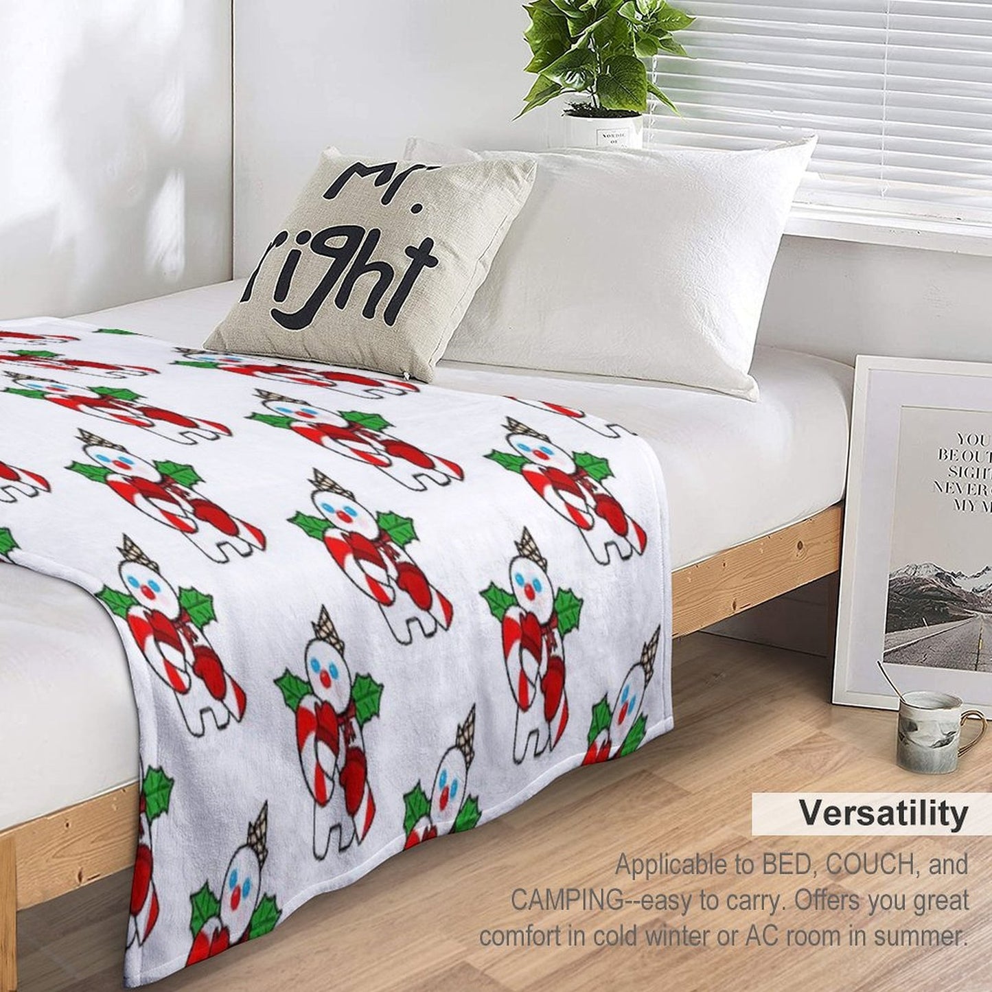 Mr. Bingle with Candy Cane Throw Blanket
