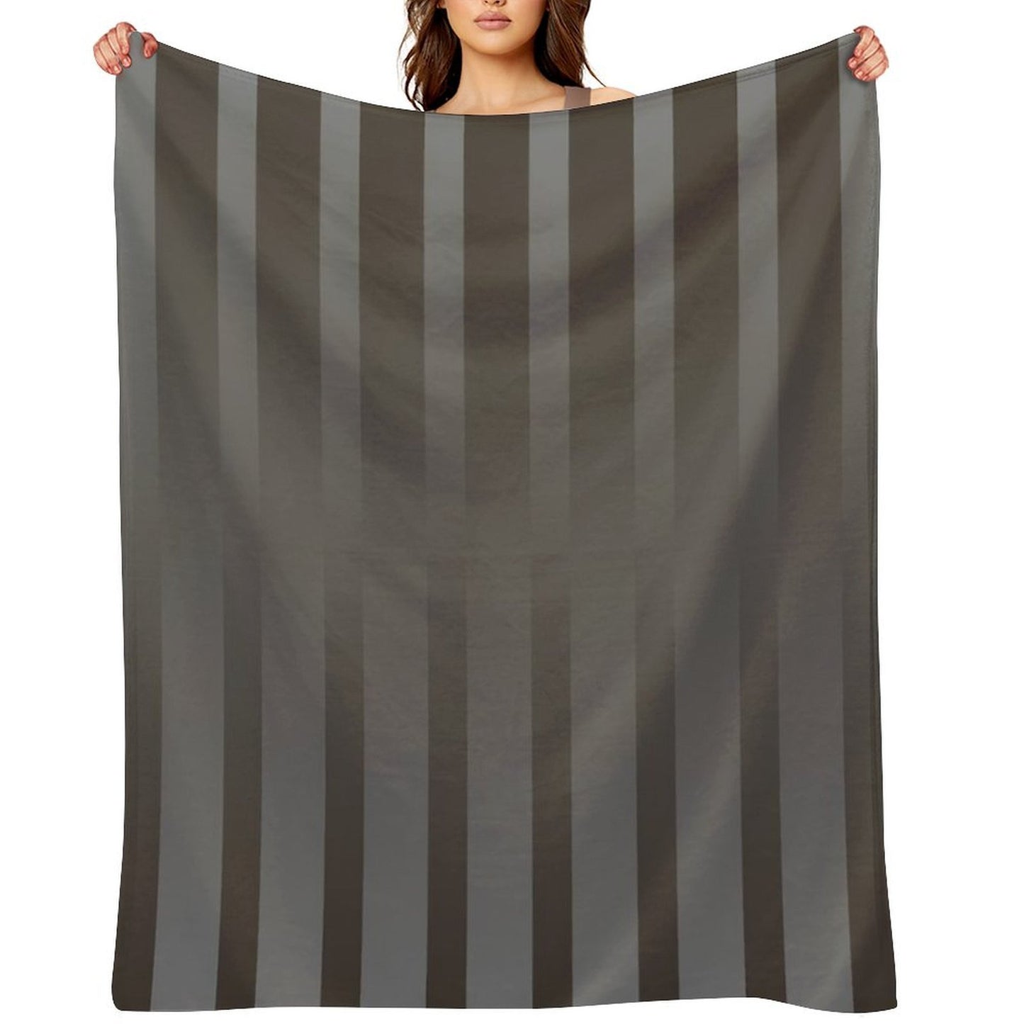 Gradient Taupe with Elegant Vertical Stripes Throw Blanket