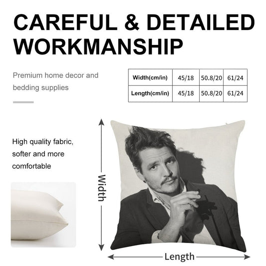 Pedro Pascal Linen Throw Pillow Cover