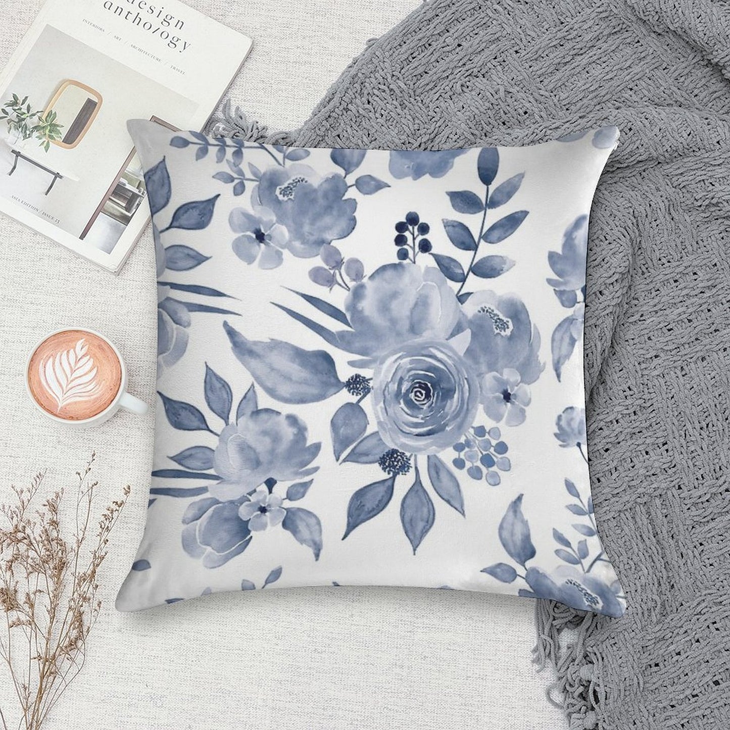 Hamptons Style Floral Design Soft Style Accent Throw Pillow