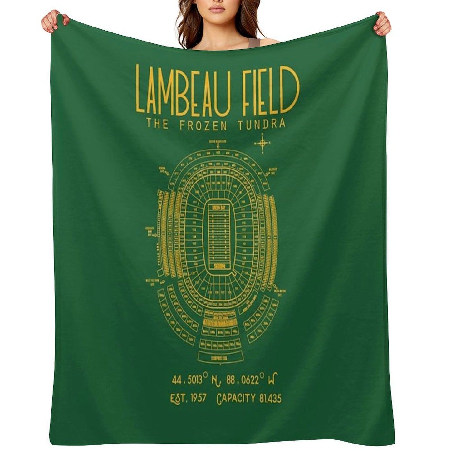 Green Bay Packers Lambeau Field Stadium Poster Print Throw Blanket