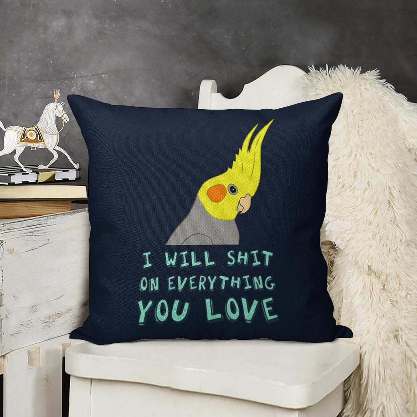 I Will Shit on Everything You Like Linen Throw Pillow Cover