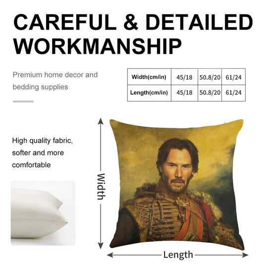 Keanu Reeves - Replaceface Linen Throw Pillow Cover