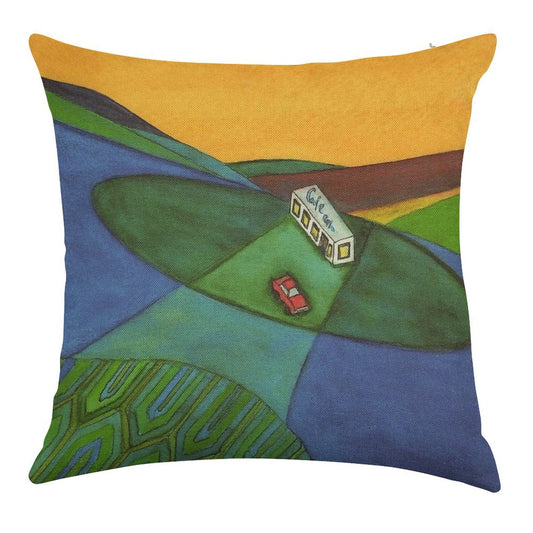The Cafe on The Edge of The World Brand Pillow Linen Throw Pillow Cover