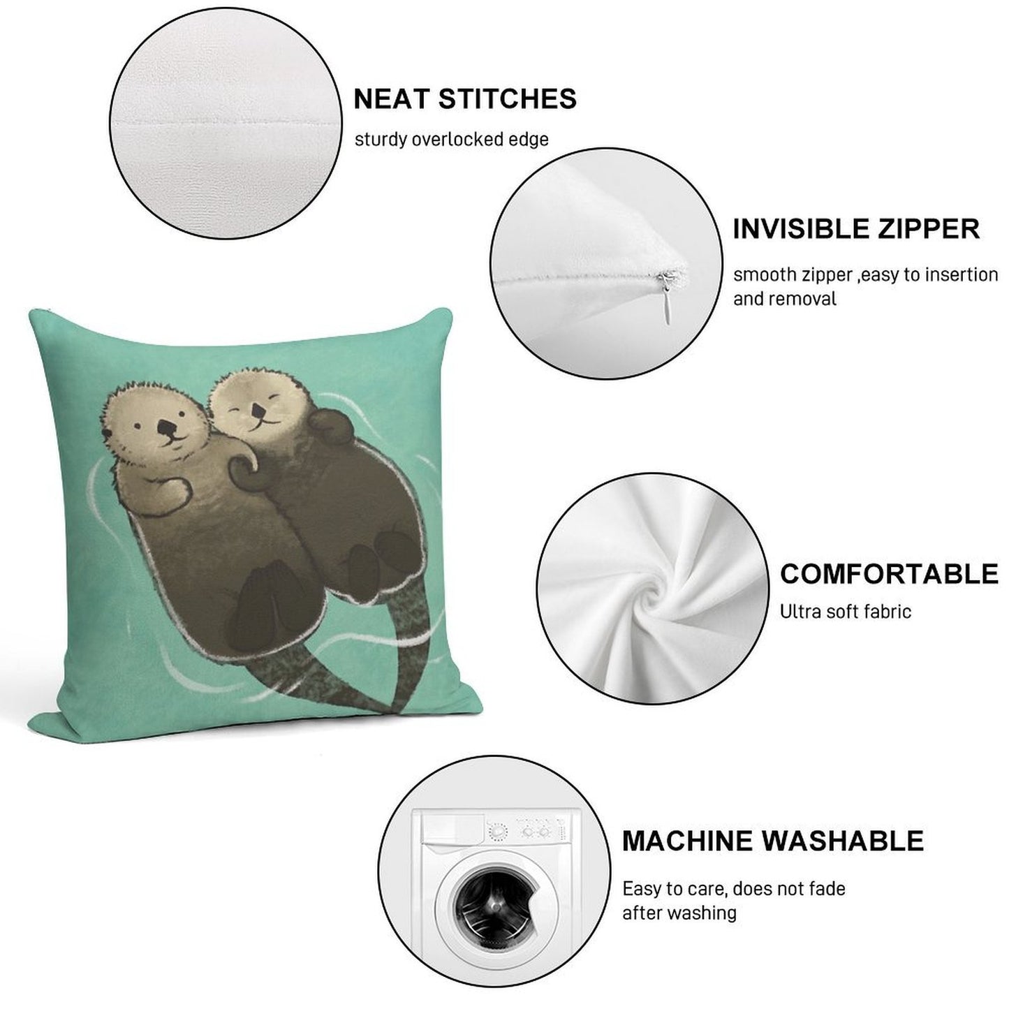 Significant Otters - Otters Holding Hands Soft High-Density Material Throw Pillow